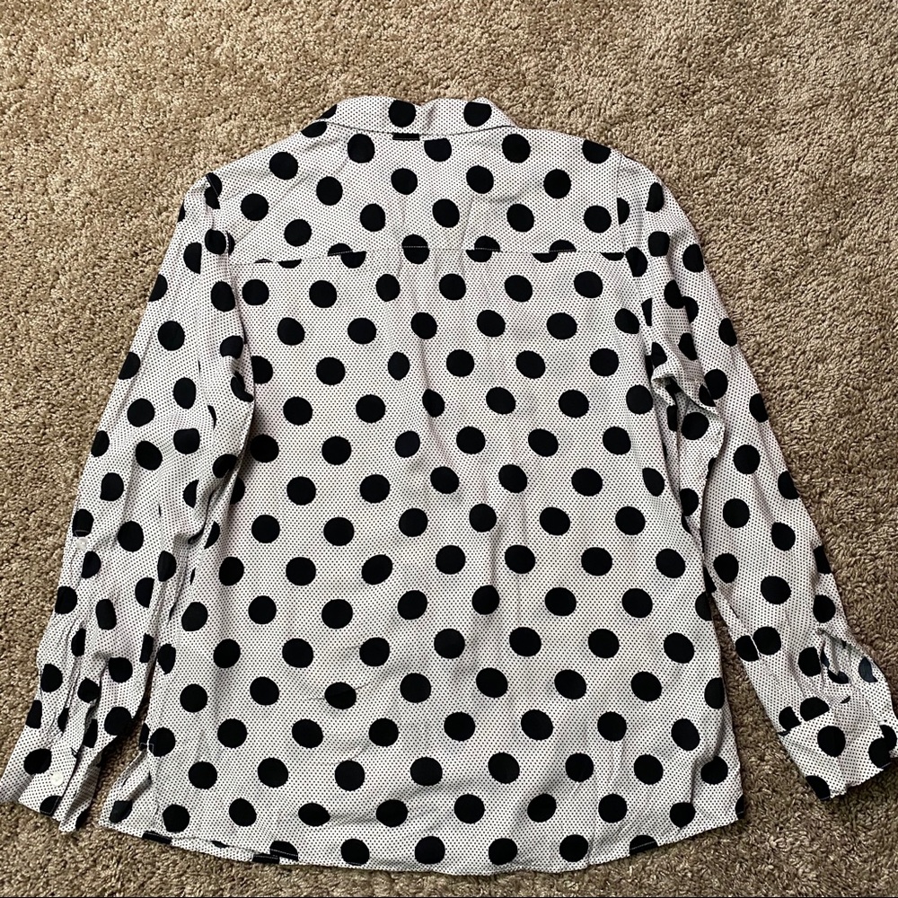 Foxcroft Polka Dot Button-Down Blouse Sz 4 - Picture 8 of 8